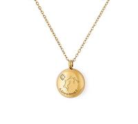 Qings Collier Zodiaque Astrologie Verseau Constellation Collier Chaîne 12 Horoscope Astrologie Acier au Titane Plaqué Or Collier Rond Pendentif Astrologique Signes Anniversaire Cadeau pour Femmes