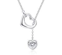 Qings Femme Collier Coeur Pierre de Naissance Moissanite Argent Sterling 925 Avril Colliers Cœur Amour Pendentif avec Zirconium Anniversaire Saint-Valentin Fête des mères Cadeaux pour Mère Filles