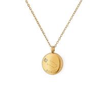 Qings Gémeaux Collier Pendentif Zodiaque Acier au Titane Collier Chaîne 12 Constellations Horoscope Astrologie Collier Médaillons Signes Plaqué Or Anniversaire Collier Cadeau pour Femmes Filles