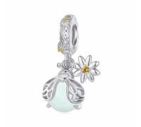 Qings Lumineux Luciole Charmes pour Bracelets et Colliers Argent Sterling 925 Glow in the Dark Charme Animaux Pendentif Cadeaux D'anniversaire pour Femmes et Filles