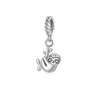 Qings Pendentif Paresseux, Pendentif en Argent Sterling 925 Perlé Paresseux Convient à Toutes Sortes de Bracelets et Colliers pour Femmes et Filles