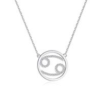 Qings Pendentif Rond Constellation Collier Femmes-Mode Argent Cancer Horoscope Astrologie Galaxie Zodiaque Bijoux avec Zircon Cubique Fille La Saint-Valentin Anniversaire Graduation Meilleurs Cadeaux