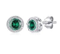 Qings Petite Boucles d'oreilles Zirconium Femme Argent Boucles d'oreilles Diopside Clous