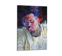QINGSDEC Affiches Applicable à Chris Brown Toile Peinture à l'huile Peinture Décorative Art Poster Suspendu Peinture Maison Salon Chambre Salle à Manger Mur 30 x 45 cm Style Cadre