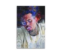 QINGSDEC Affiches Applicable à Chris Brown Toile Peinture à l'huile Peinture Décorative Art Poster Suspendu Peinture Maison Salon Chambre Salle à Manger Mur 30 x 45 cm Sans Cadre