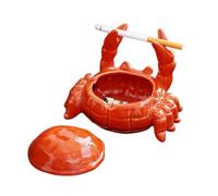 Qingsi Cendrier mignon en forme de crabe avec couvercle anti-mouches Cendrier en céramique Cendrier à cigares Ornements Salon Décoration de la maison Art Cadeau
