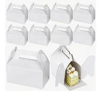 QingWing 10 Pièces Blanc Boîte de Papier Kraft, 16,2 × 9 × 16 cm | Boite a Gateau Carton avec Poignée, Boites Cadeau Carton pour Gâteaux Biscuits Pizza et Poulet Rôti Hamburgers