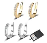 QingWing 2 Paires Ear Cuffs Non Piercing for Women, Ear Clips Or et Argent en Diamant avec Boîte à Bijoux, Fixe Boucles Oreilles Clip, Réutilisable Idéal pour Mariages, Fêtes, Occasions