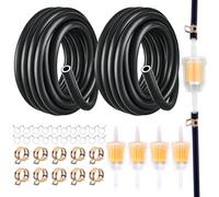 QingWing 2 Pièces 5 mm Double couche Durite Essence, 4 Mètres Tuyau de Carburant Avec 4 Filtres à Essence, 30 Colliers de Serrage et Bagues de Verrouillage Tuyau de Carburant kit Convient aux Voitures
