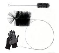 QingWing 2 Pièces Kit Ramonage Poele Pellet, Acier Inoxydable Kit Ramonage | avec Tige de Poussée et Brosse à Tuyau de 30 cm pour Cheminée avec Gants Noirs, Tuyau de Poêle, Cheminée de Fumée
