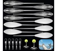 QingWing 25 Pièces Flotteurs de Pêche à la Truite, Bombarde Transparent Longues avec 5 Émerillons Triples et 10 Stoppeurs de Ligne en Deux Tailles, 6-20 g Flottants et Coulants, Accessoires de Pêche