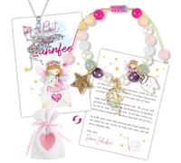 QingWing 6 Pièces Cadeau de Fée Des Dents, Coffret Cadeau Fée des Dents avec Bracelets Colorés Pendentif Fille Carte Love Pocket Enveloppe, pour Anniversaire Noël Baptême