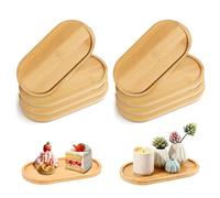 QingWing 8 Pièces 17,2 x 8,8 x 1 cm Plateaux Ovales en Bambou
