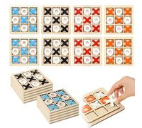 QingWing 8 PièCes Jeux de SociéTé Enfant, Jeu de Societe Enfant Classique en Bois Massif,Jeu De SociéTé éDucatif Multicolore De Morpion, Convient Aux Enfants De 3 Ans Et Plus