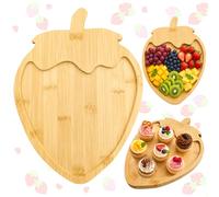 QingWing Bambou en Forme Fraise Plateau de Service, 28×20,8×1,5 cm