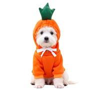 Qingwing Carotte Costume de Noël Chien, Taille L Vêtements pour Animaux de Compagnie Vetement Chien Petite Taille Carotte Sweat à Capuche Fruit Dog, pour Photographier Flâner Halloween