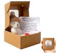 QingWing Petit Ours de Poche Câlin dans Une Boîte, Ours de Poche avec Carte Inspirante, 8.5 cm Little Bear in Box, Convient aux Enfants, aux Mères, aux Cadeaux de Saint Valentin et de Noël, Blanc