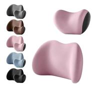 QingxingFa Appuie-Tête Et Coussin De Soutien Lombaire pour Voiture, Appui-Tête Et Coussin Lombaire Ergonomiques pour Siège De Voiture, Kit d'oreiller De Cou pour Voiture avec Sangle Réglable (Rose)