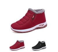 QingxingFa Bottes Chaudes Doublées En Peau De Mouton Pour Femmes, Bottes Chaudes Décontractées À Enfiler Pour Femmes D'Hiver, Bottines Orthopédiques En Fourrure Douce Et Thermique (Rouge,40)