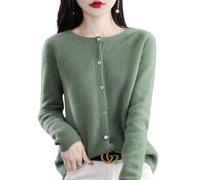 QingxingFa Cardigan à Manches Longues en Cachemire avec Boutons sur Le Devant, Pulls élastiques en Tricot Doux et Chaud, Pulls Cardigan en Cachemire pour Femmes (Vert,S)