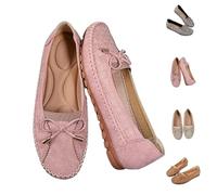 QingxingFa Chaussures Orthopédiques En Cuir, Chaussures Orthopédiques Pour Femmes Habillées, Mocassins Plats À Enfiler Avec Nœud Papillon (pink,36)