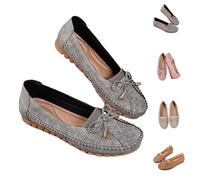 QingxingFa Chaussures Orthopédiques En Cuir, Chaussures Orthopédiques Pour Femmes Habillées, Mocassins Plats À Enfiler Avec Nœud Papillon (grey,43)
