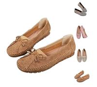 QingxingFa Chaussures Orthopédiques En Cuir, Chaussures Orthopédiques Pour Femmes Habillées, Mocassins Plats À Enfiler Avec Nœud Papillon (brown,40)