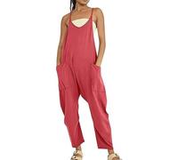 QingxingFa Combinaison De Maternité, Combinaison Surdimensionnée - Maternité Et Post-Partum, Combinaisons À Jambes Larges (Rouge clair,2XL)