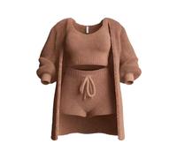 QingxingFa Ensemble De Pyjama, Ensembles De Shorts, Pyjamas Confortables, Ensembles pour Femmes (Brun,M)