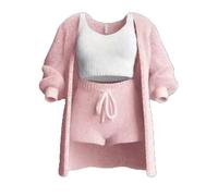 QingxingFa Ensemble De Pyjama, Ensembles De Shorts, Pyjamas Confortables, Ensembles pour Femmes (Rose,S)