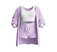 QingxingFa Ensemble De Pyjama, Ensembles De Shorts, Pyjamas Confortables, Ensembles pour Femmes (Violet,Grand)