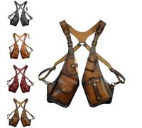 QingxingFa Harnais Antivol, Harnais Antivol Portefeuille, Harnais en Cuir pour Homme, Sac À Bandoulière Vintage Steampunk (Marron foncé)