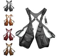 QingxingFa Harnais Antivol, Harnais Antivol Portefeuille, Harnais en Cuir pour Homme, Sac À Bandoulière Vintage Steampunk (Noir)