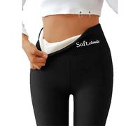 QingxingFa Leggings en Polaire Soft Clouds pour Femme, Leggings en Polaire Soft Clouds pour l'hiver (Noir,S)