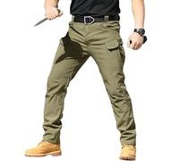 QingxingFa Pantalon Imperméable Tactique, Pantalon Cargo Camouflage pour Hommes, Pantalon De Randonnée Tactique pour Hommes (Vert,TG)