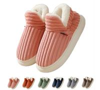 QingxingFa Pantoufles élégantes et confortables pluffi, pantoufles chaudes à doublure en peluche pour femmes et hommes (Pink,4.5-5.5 Women/3.5-4.5 Men)