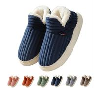 QingxingFa Pantoufles élégantes et confortables pluffi, pantoufles chaudes à doublure en peluche pour femmes et hommes (Blue,8.5-9 Women/7.5-8 Men)
