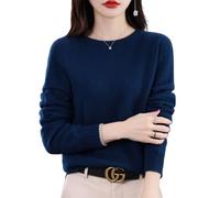 QingxingFa Pulls en Cachemire pour Femmes, Cardigans en Cachemire pour Femmes, Pull en Cachemire pour Femmes (Bleu Marine,TTG)