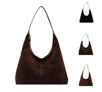 QingxingFa Sac À Bandoulière Tendance En Daim Pour Femme, Sac Fourre-Tout, Sacoche, Sac Hobo En Cuir, Sac À Main En Daim, Sac Fourre-Tout Souple (Couleur de café)