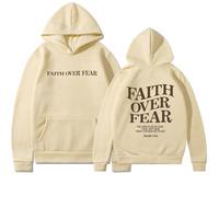 QingxingFa Sweat À Capuche Unisexe, Sweat-Shirt Jesus Loves You, Imprimé Graphique Lettre (Beige,M)