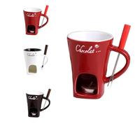 QingxingFa Tasse à fondue au chocolat, tasse à chocolat fondant, tasse à fondue au chocolat, ensemble de tasses à fondue au chocolat fondant avec fourchettes, tasse à chocolat fondant (Rouge)