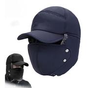 QingxingFa Unisex Windproof & Warm & Ear Protection & Face Protection Hat, Warm Windproof Headwear for Cold (Navy)