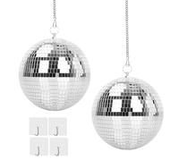 QINGYIWL 2 Pièces Boule à Facettes Disco 15 cm, Disco Ball avec Chaîne d'extension et Crochet de Suspension, Boule Miroir Facette pour Fêtes et Événements