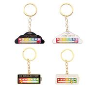 QINGYIWL My Social Batterie - Lot de 4 porte-clés amusants pour humeur social - Accessoire de mode interactif pour l'expression de soi - Zinc