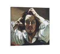 QINGYUAN Gustave Courbet The Desperate Man (autoportrait) - Impression sur toile - Décoration murale moderne pour chambre à coucher - 70 x 70 cm