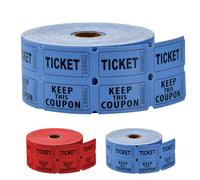 QINGZY 1000 Pièces (500 Paires) Billets De Tombola Doubles Rouleaux, Numérotation Consécutive, Rouge/Bleu, Ticket Tombola Déchirables pour Événements, Entrées, Loteries, Récompenses et Prix (Bleu)