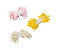 QINGZY 1200pcs Étamines de Fleurs Artificielles Double Tête, Feuilles de Nettoyage pour Pipes - Pistils Fleur pour Décoration Mariage, DIY, Scrapbooking, Cartes, Artisanat, Blanc Jaune Rose