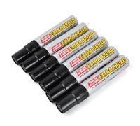 QINGZY 6 Pièces Marqueurs Permanents Noirs, Pointe Biseautée Jumbo Extra Large, Marqueurs pour Marquage Durable, Sèche Vite, Résiste à l’Eau pour Carton, Bois, Métal, Plastique, Verre