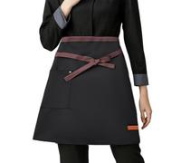 QINGZY Court Tablier Taille Unisexes, Tablier de Serveur avec Poche, Demi Tablier de Cuisine Étanche, Tablier de Chef Cuisinier, Demi-Tablier de Travail Hommes Femmes, pour Café Bar Restaurant (Noir)