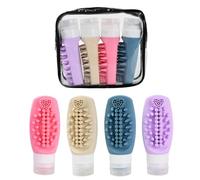 QINGZY Lot de 4 Flacons Voyage Silicone 90ml Rechargeables | Bouteilles Étanches à Remplir | Pour Shampoing, Gel Douche, Lotion, Cosmétiques | Kit de Voyage Avion